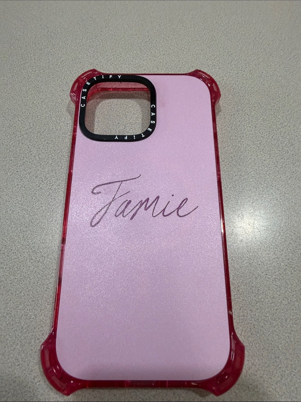 Casetify Pink Protective Phone Case with Script Jamie Casetify